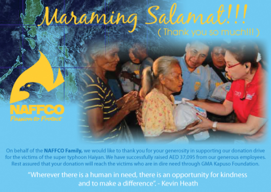 NAFFCO would like to thank the donors of the Haiyan Victims Fund Raising Drive